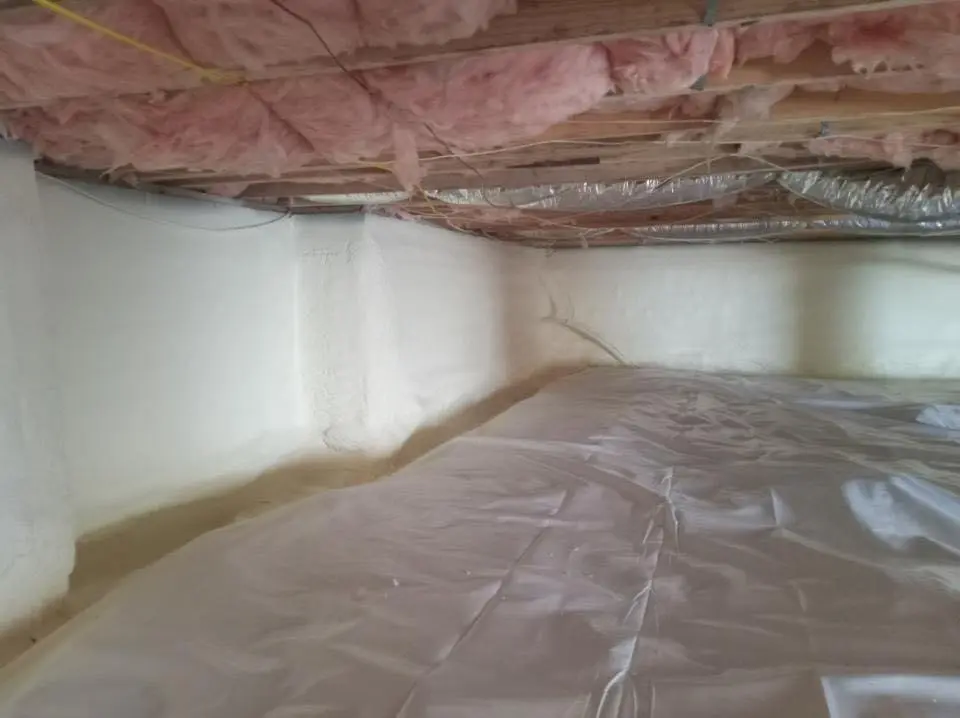 Crawl space encapsulation with closed-cell spray foam for Roof Waterproofing in Highland